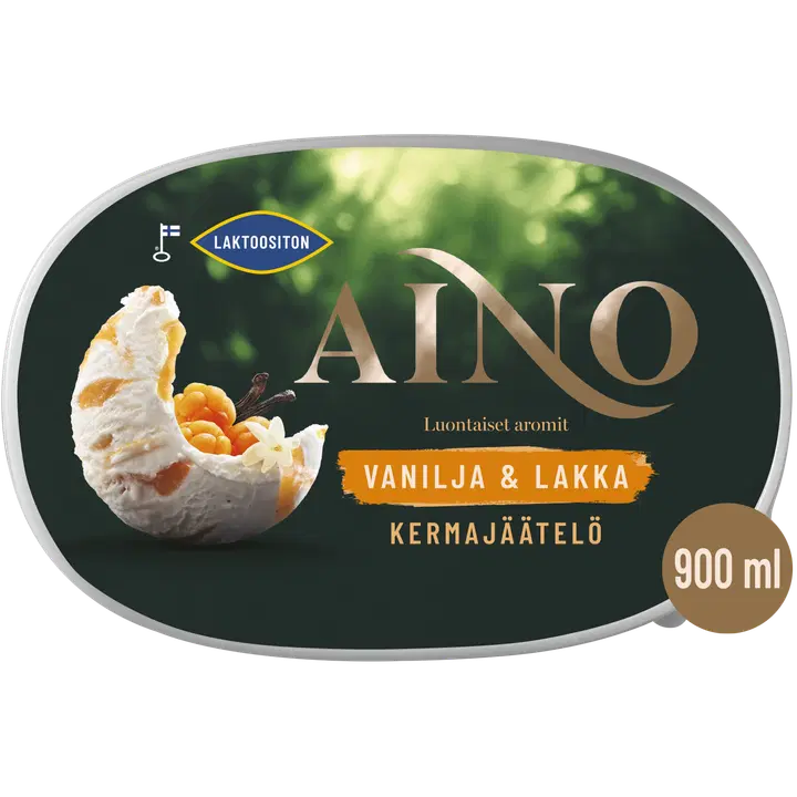 Aino Laktoosivaba vanilje-muraka jäätis 900 ml/500 g