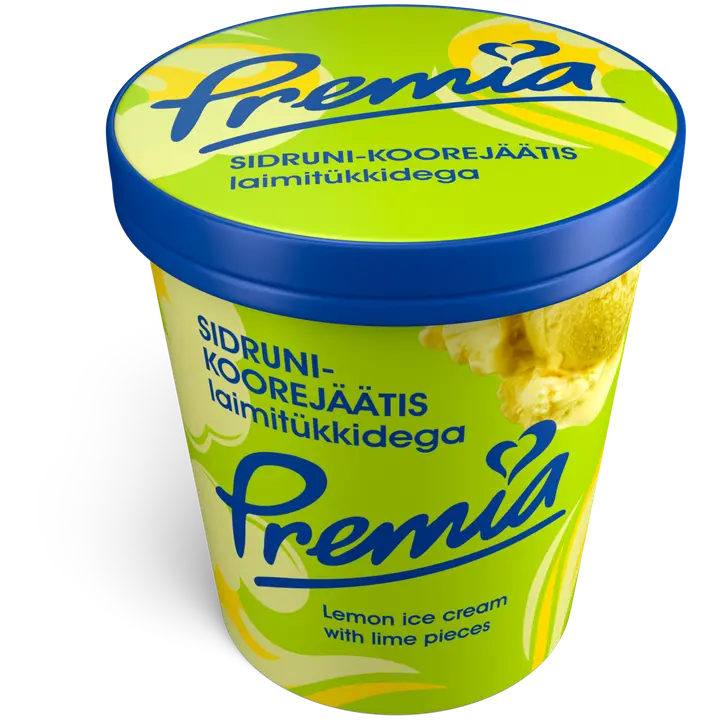 Premia Sidrunimaitseline Koorejäätis Laimitükkidega 240 G/0,5 l