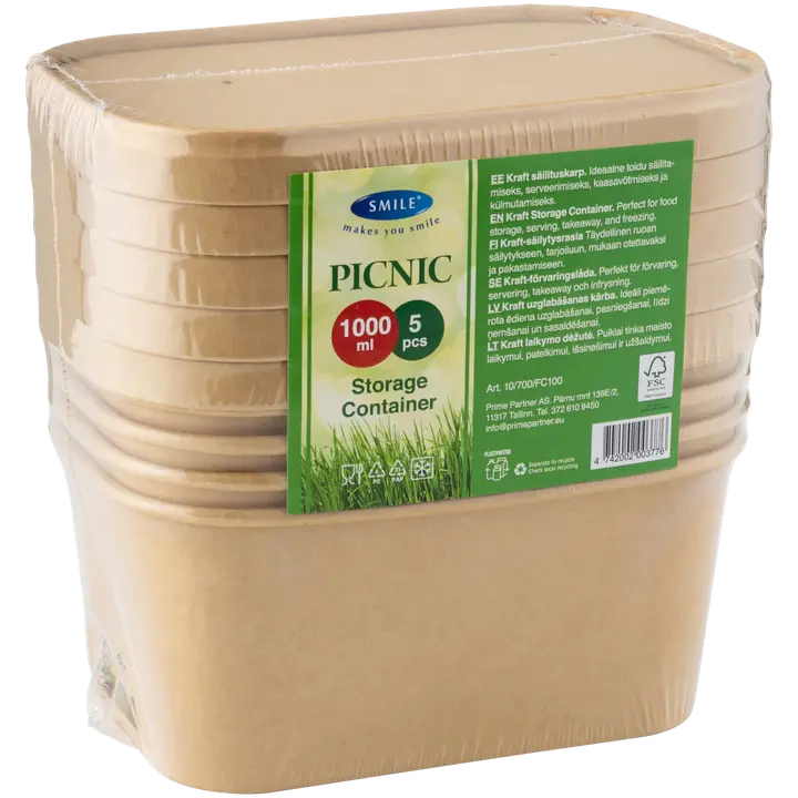 1000 ml Kraft Bowl ja paperikansi -5 kpl