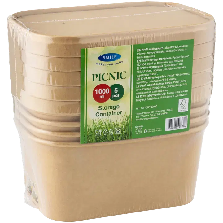 1000 ml Kraft Bowl ja paperikansi -5 kpl