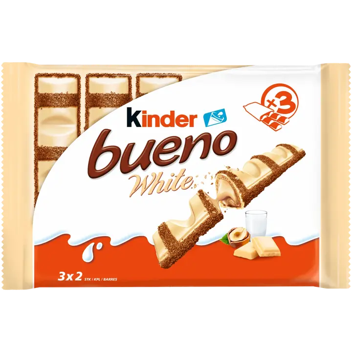 Kinder Bueno White 3-pack suklaavohvelipatukka (3 x 39g)
