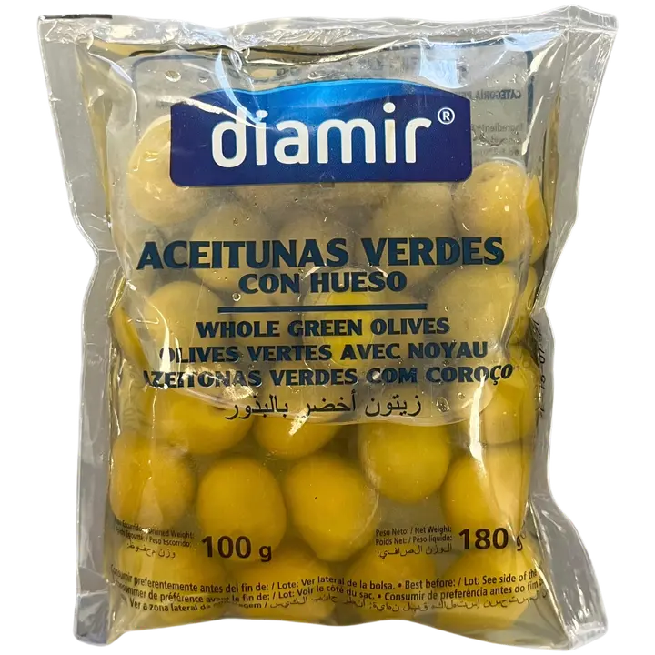 Diamir rohelised oliivid kividega plastikkotis 200gr