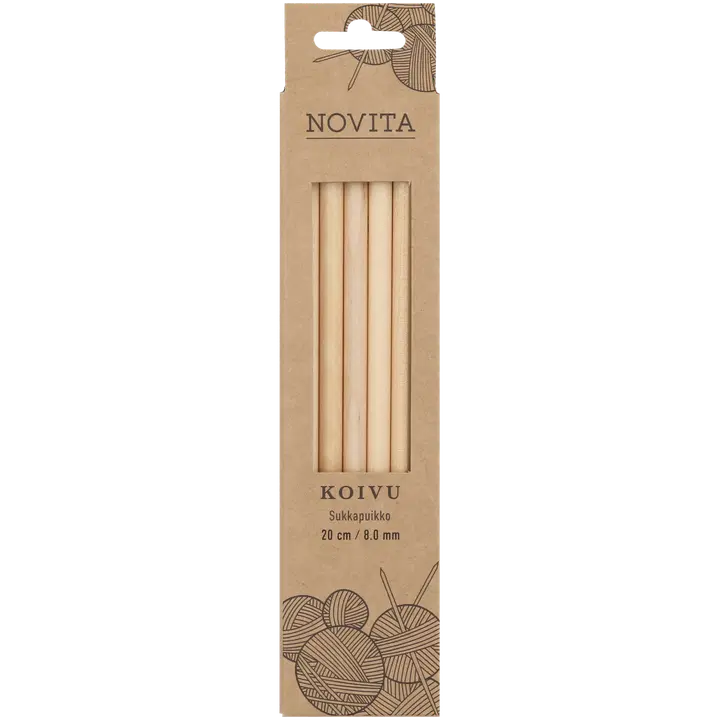 Novita Sukkapuikot Koivu 20cm - 8 mm Novita