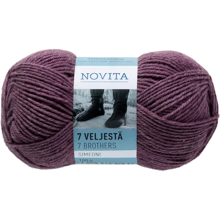 Novita 7 Veljestä lanka Simeoni 100g luumu 070
