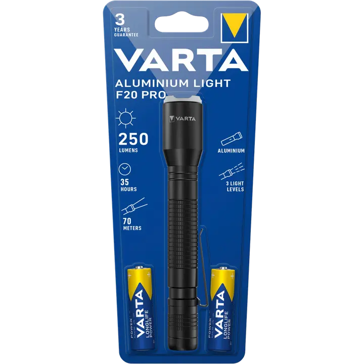 VARTA Aluminium taskulamppu F20 sis.2xAA