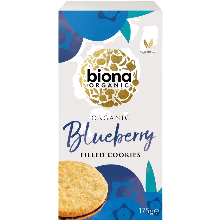 Biona luomu täysjyväkeksejä mustikkatäytteellä 175g
