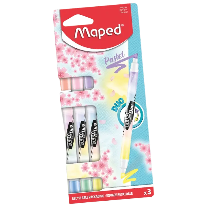 Tekstimarker fluo peps duo pastel 3tk bl