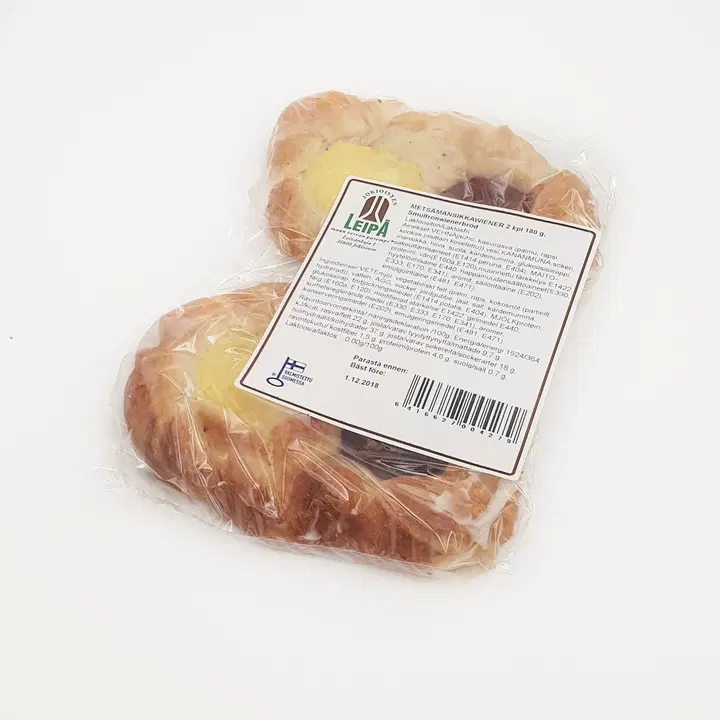 Jokioisten Leipä metsämansikkawiener 2x90 g