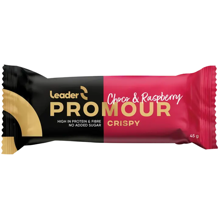 Leader Promour gluteenivaba piimašokolaadi-vaarika-valgubatoon 45 g