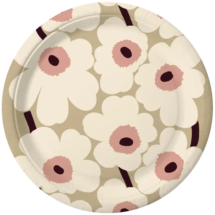 Papptaldrikud Marimekko Unikko beež roosa 18cm