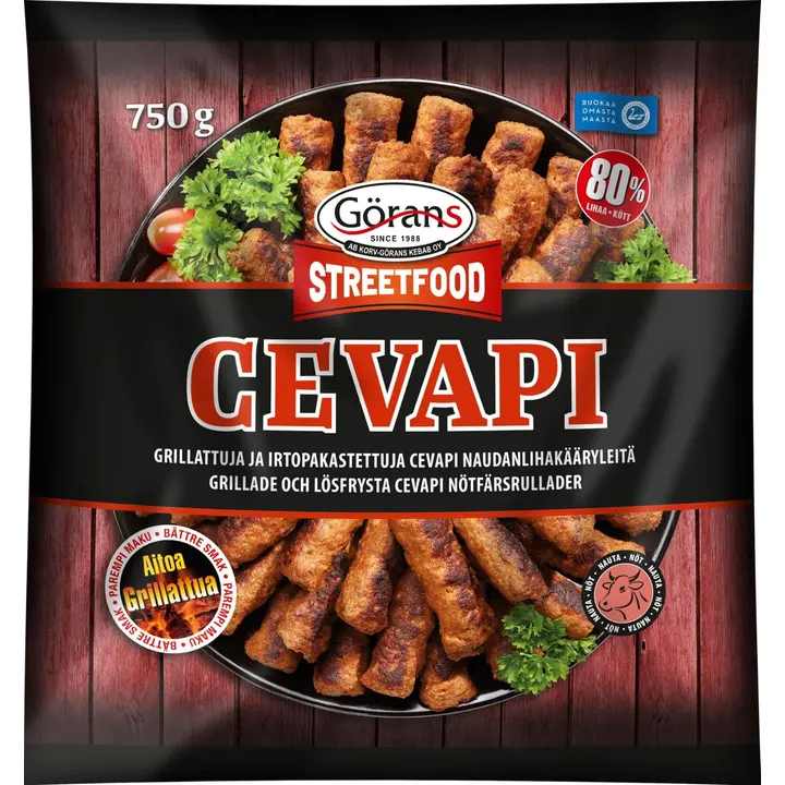 Görans streetfood cevapi naudanlihakääryle 750 g