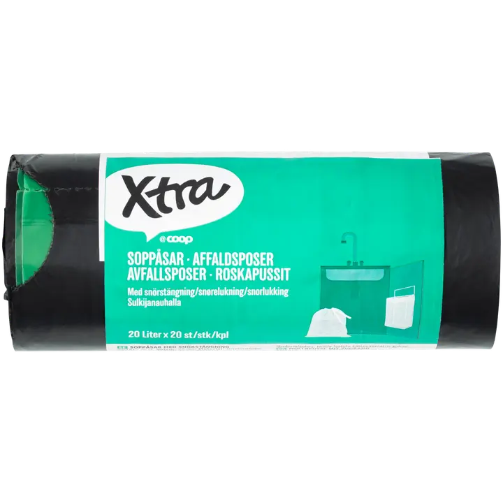 Xtra roskapussit sulkijanauhalla 20 l 20 kpl