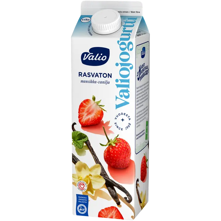 Valiojogurtti® 1 kg rasvaton mansikka-vanilja laktoositon