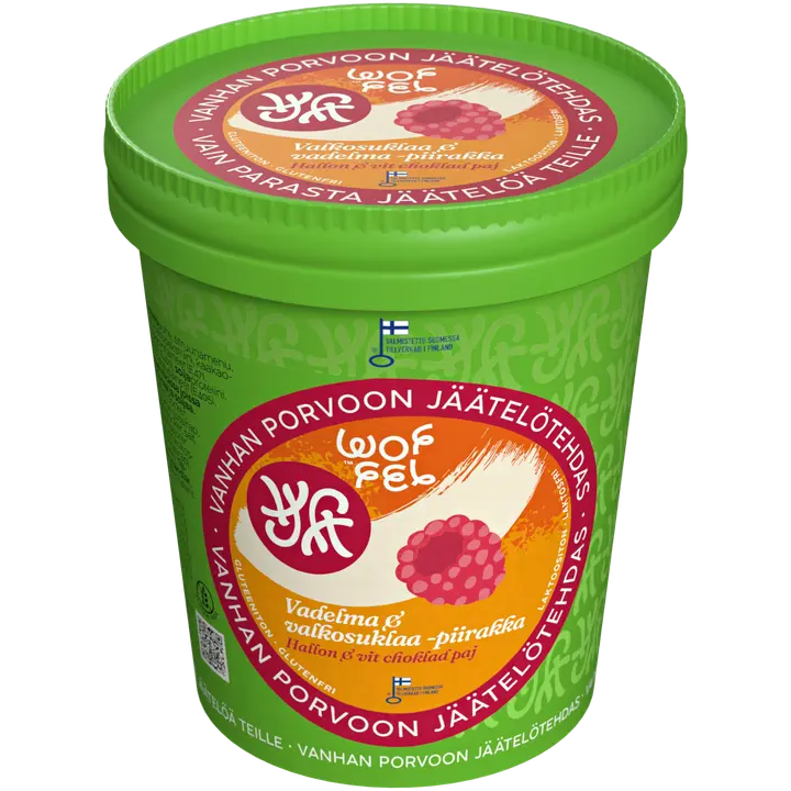 Vanhan Porvoon Jäätelötehdas Vadelma- & valkosuklaapiirakka 500ml