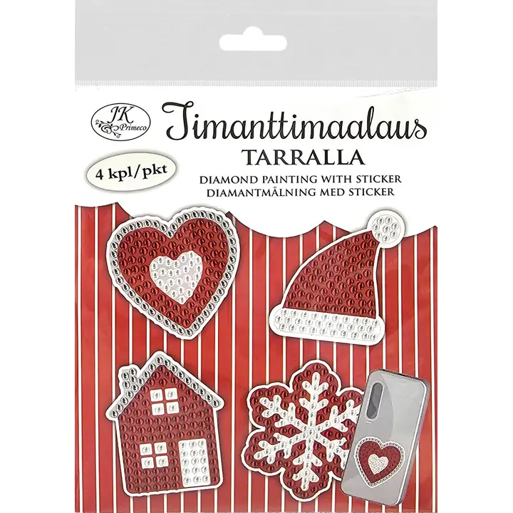 J.K. Primeco timanttimaalaustarra Joulukuvat punainen 4kpl