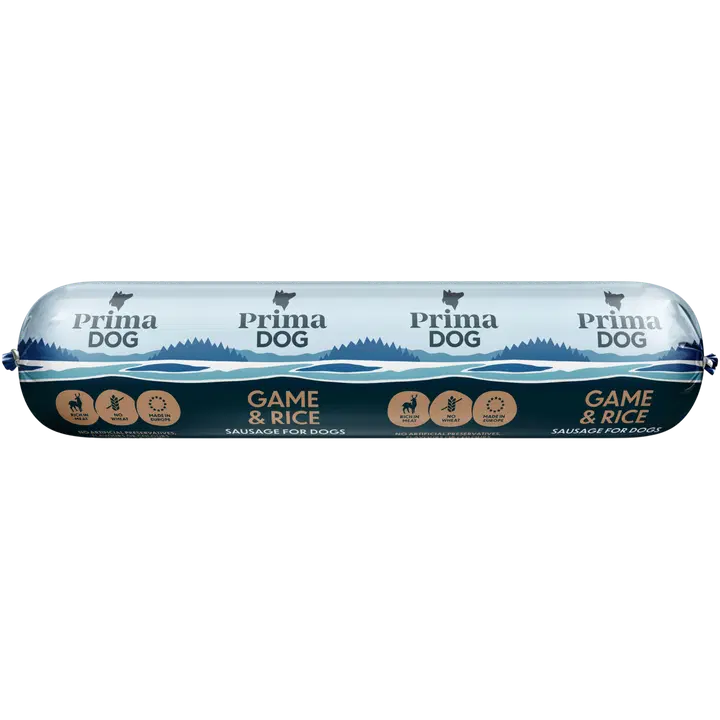 PrimaDog Riista-riisi makkara 800 g