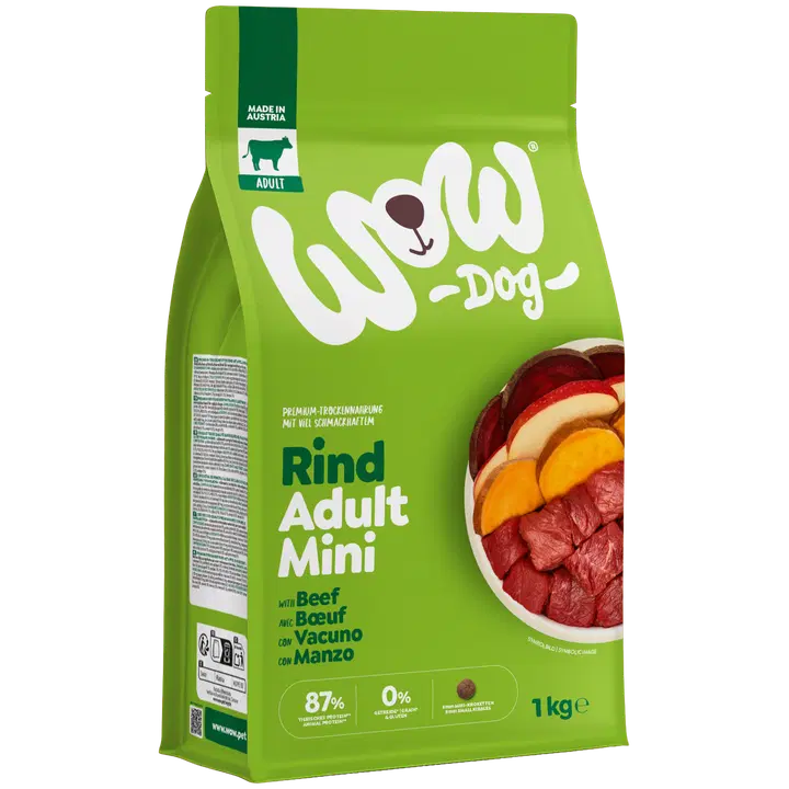 WOW DOG Minis ADULT Nauta kuivaruoka 1 kg