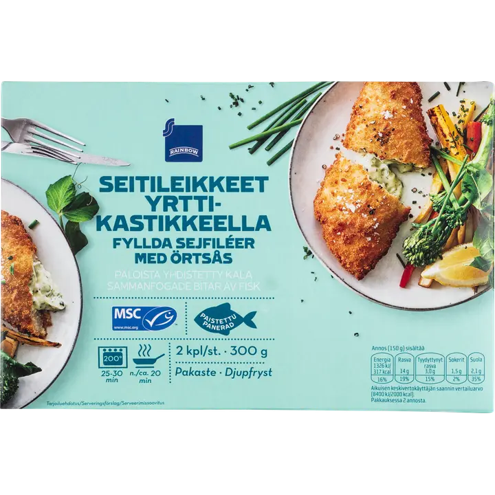 Rainbow 300g seitileikkeet yrttikastikkeella 2kpl pakaste