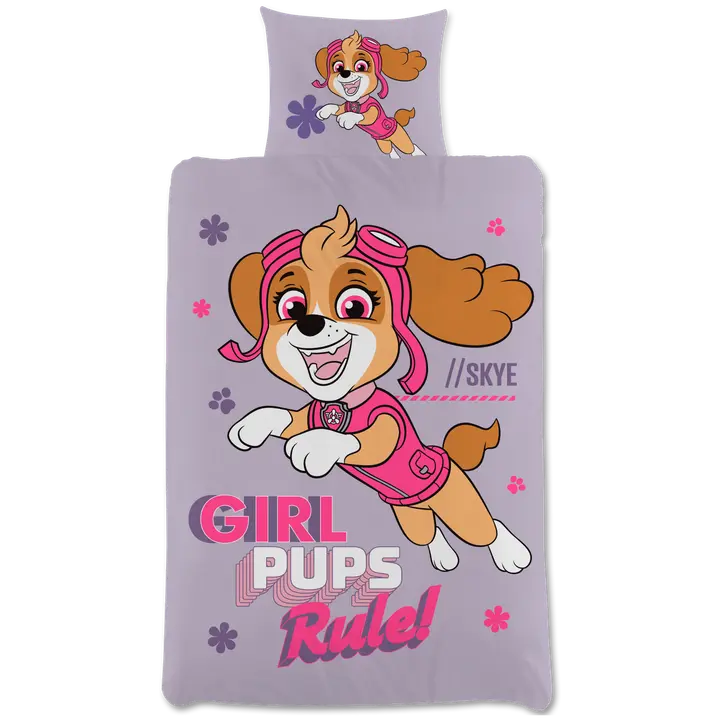 Paw Patrol lasten pussilakanasetti 120x160+40x60 cm lila