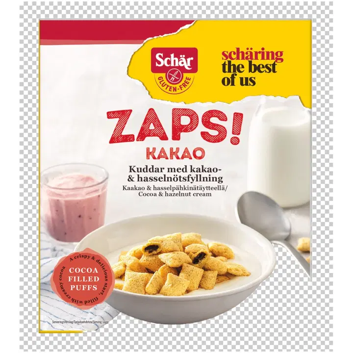 Schär  Zaps Viljamurotyynyjä kaakao- ja hasselpähkinätäytteellä gluteeniton 300g