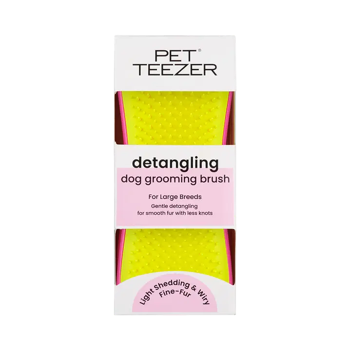 Pet Teezer Detangling & Dog Grooming Brush Pink & Yellow