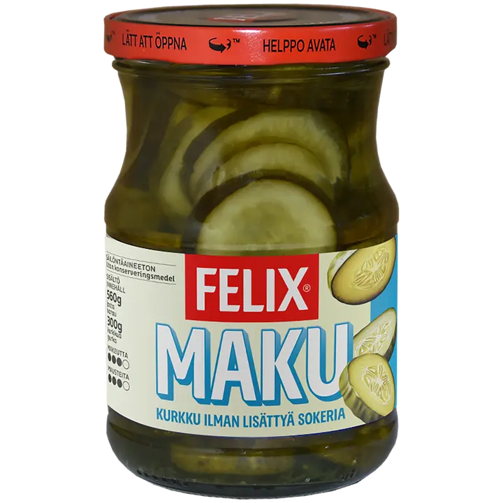 Felix Maku viipaloituja kurkkuja mausteliemessä ilman lisättyä sokeria 560/300g