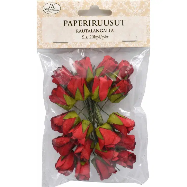 J.K. Primeco paperiruusu punainen rautalangalla 24kpl/pss