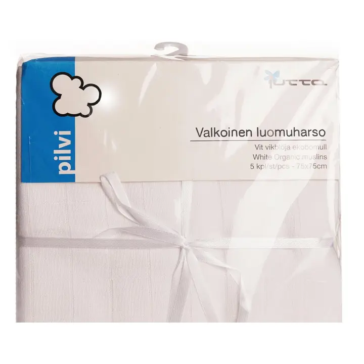 Pilvi luomupuuvilla harso valkea 5 kpl