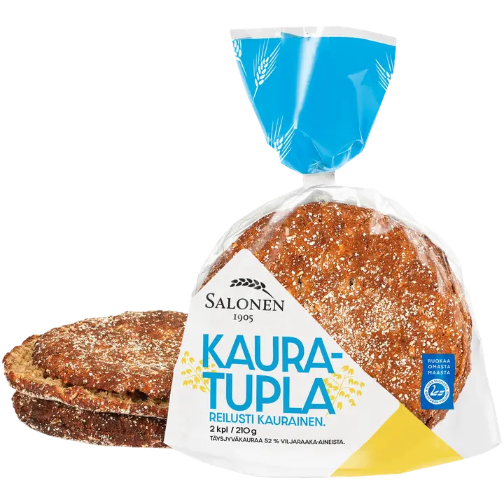 Leipomo Salonen Kauratupla 2/210 g kauraleipä, halkaistu