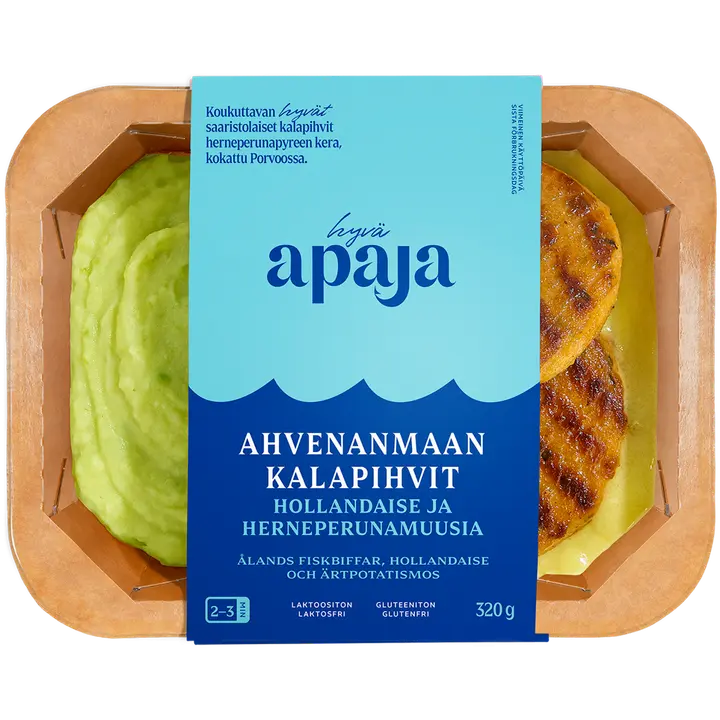 Hyvä Apaja Ahvenanmaan kalapihvit, hollandaise ja herneperunamuusia 320g