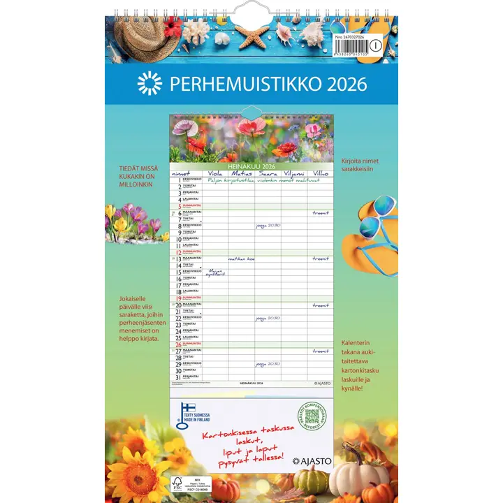 Ajasto seinäkalenteri Perhemuistikko