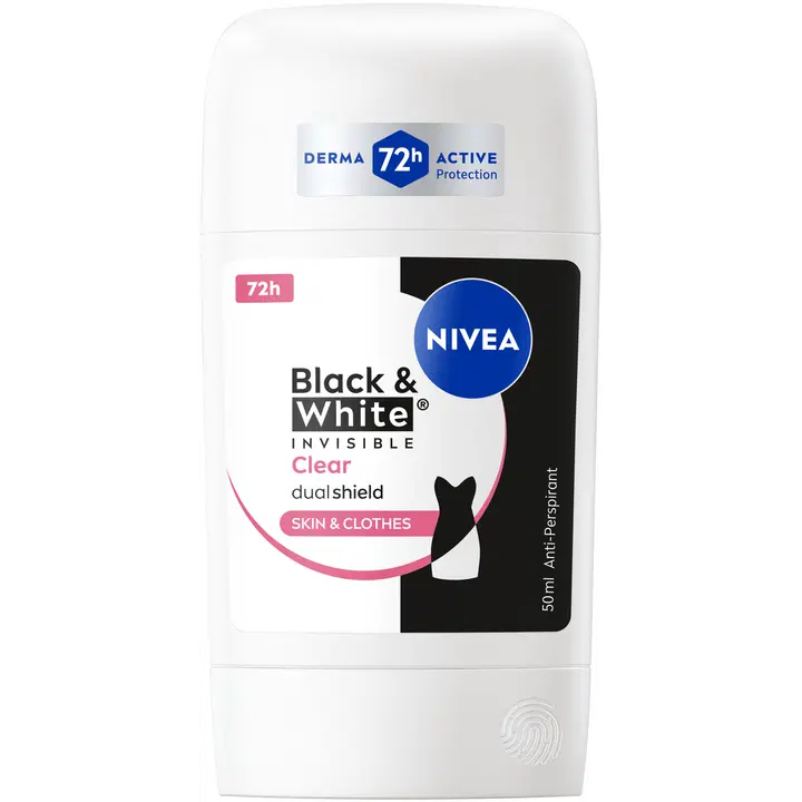 NIVEA 50ml Black & White Invisible Clear Deo Stick -antiperspirantti