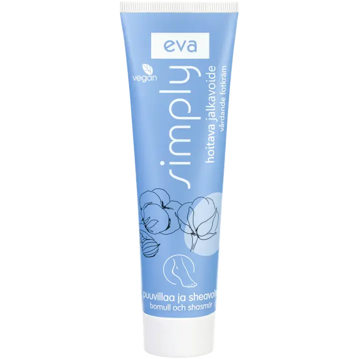 Eva Simply Hoitava jalkavoide, sisältää puuvillaa ja sheavoita