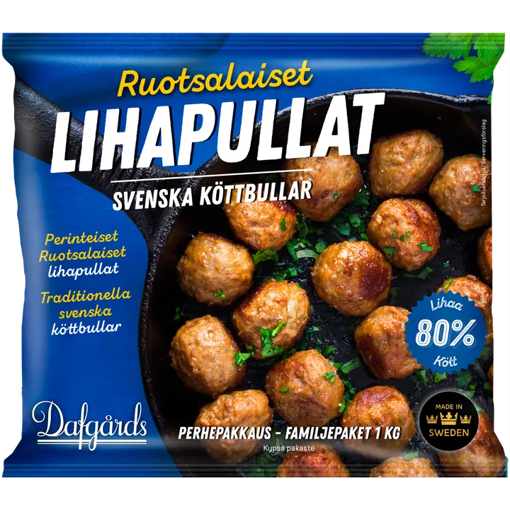 Dafgårds Ruotsalaiset lihapullat 1kg Kypsä pakaste