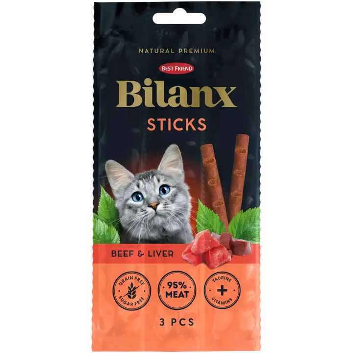 Best Friend Bilanx Sticks nauta & maksa lihatikku kissalle 3x5 g