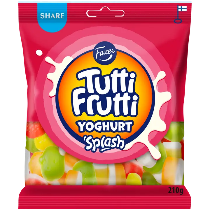 Fazer Tutti Frutti Yoghurt Splash karkkipussi 210g