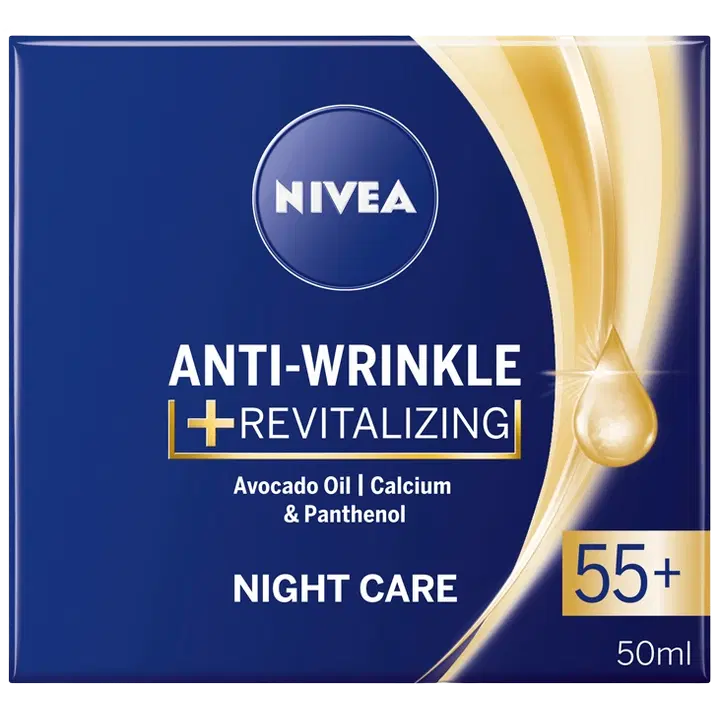NIVEA 50ml Anti-Wrinkle + Revitalizing Night Care 55+ -yövoide
