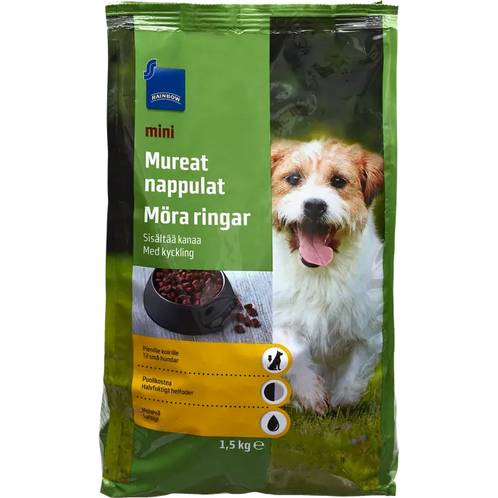 Rainbow 1,5kg mureat nappulat mini täysrehu pienille koirille, sisältää kanaa