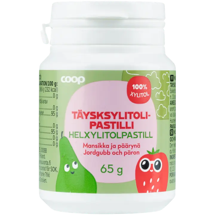 Coop täysksylitolipastilli mansikka-päärynä 65 g