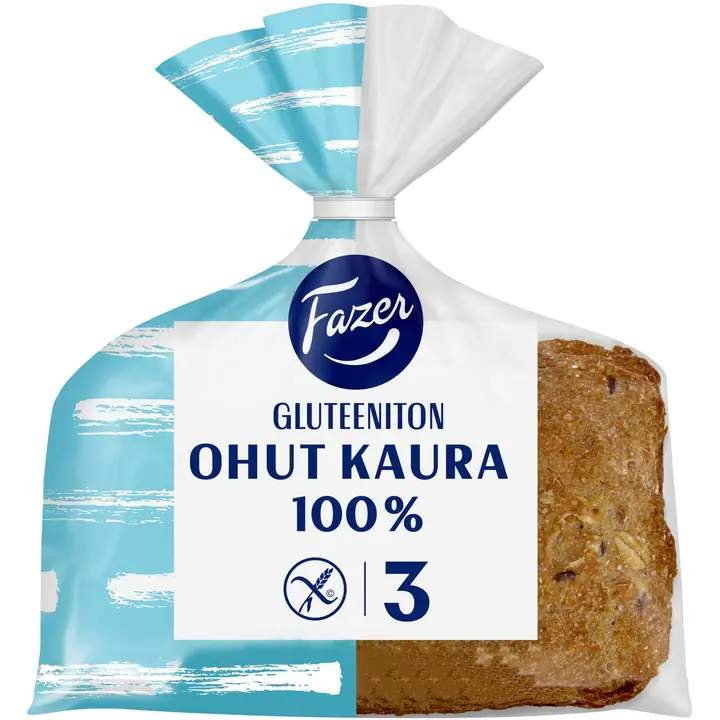Fazer Gluteeniton Ohut Kaura100% 3kpl 180g, kauraleipä