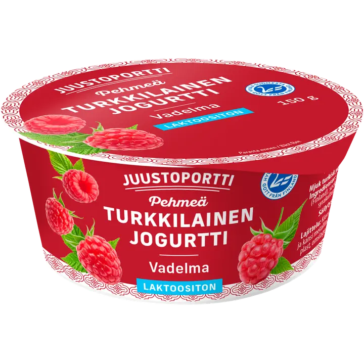 Juustoportti Pehmeä turkkilainen jogurtti 150 g vadelma laktoositon