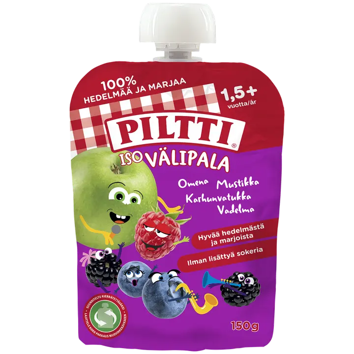 PILTTI Iso Välipala 150g  Omena-Mustikka, Vadelma, Karhunvatukka 1,5+v annospussi