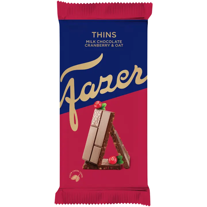 Karl Fazer Thins maitosuklaa levy karpalo kaurapuffi 95g