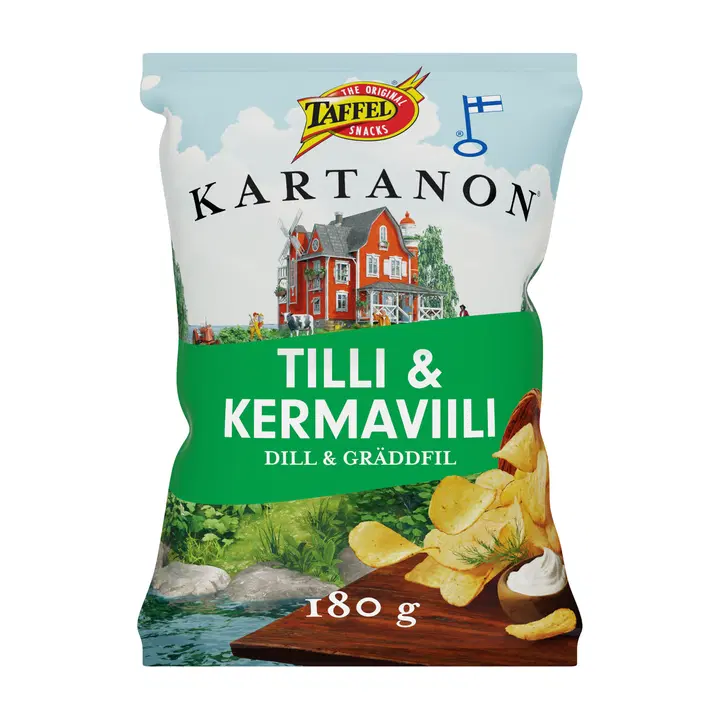 Taffel Herrgårds dill & gräddfil kryddade chips 180g