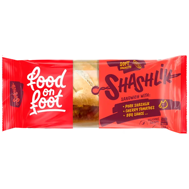 FOOD ON FOOT Võileib shaslik kirsstomatite ja bbq kastmega 235 g