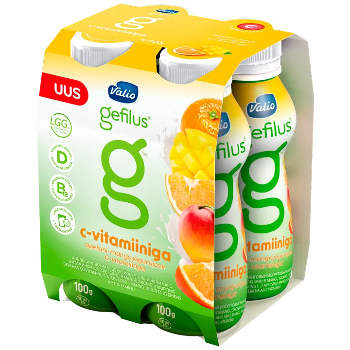 Gefilus jogurtijook apelsini-mango C-vitamiiniga laktoosivaba 4x100g