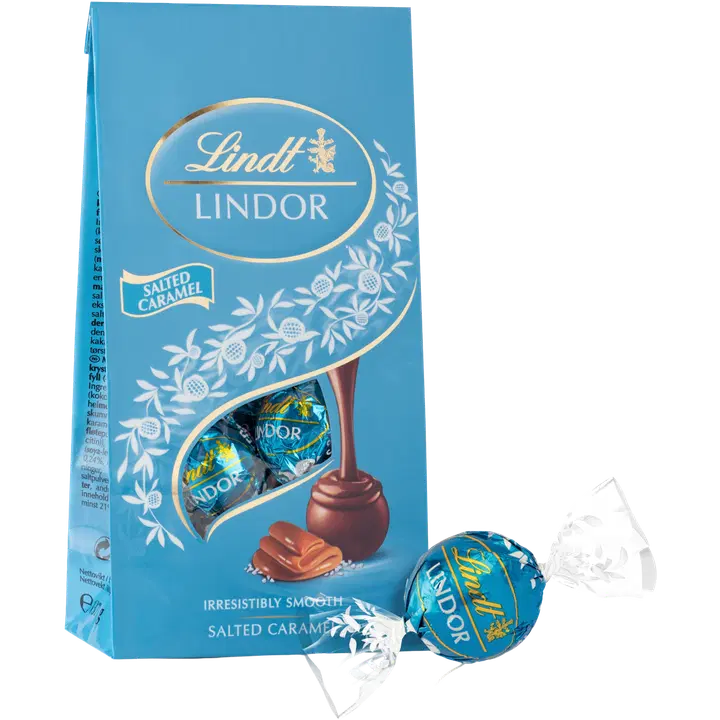 Lindt Lindor Karamelli-merisuola täyte maitosuklaakuula 137g