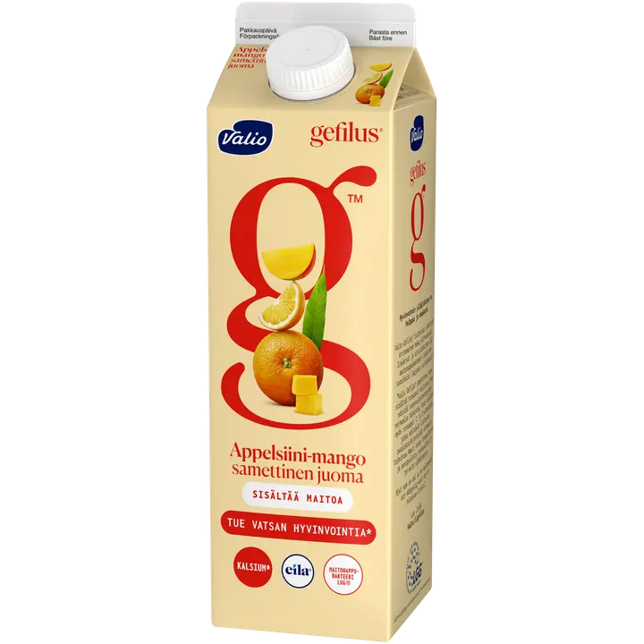 Valio Gefilus® samettinen juoma 1 l appelsiini-mango laktoositon