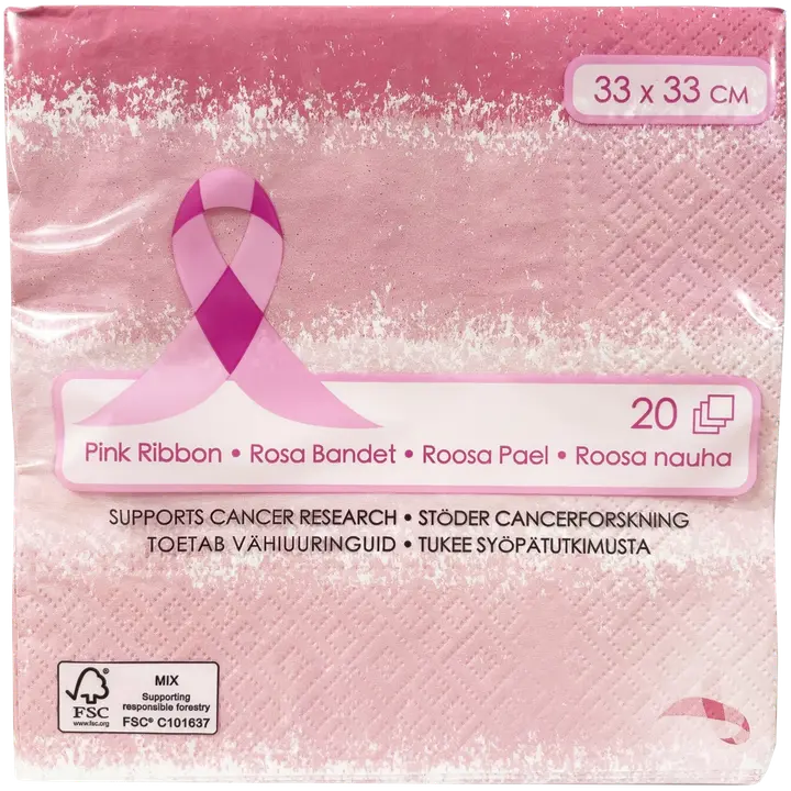 Roosa nauha lautasliina 33 x 33 cm PINK