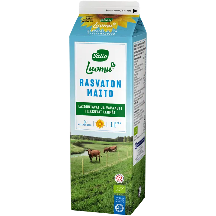 Valio Luomu™ D-vitaminoitu rasvaton maito 1 l